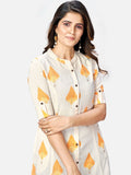 Vbuyz Women's Printed A-Line Cotton Beige Kurta